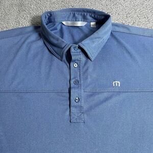 Travis Mathew Polo Shirt Mens 3XL Blue Performance Golf Logo Stretch